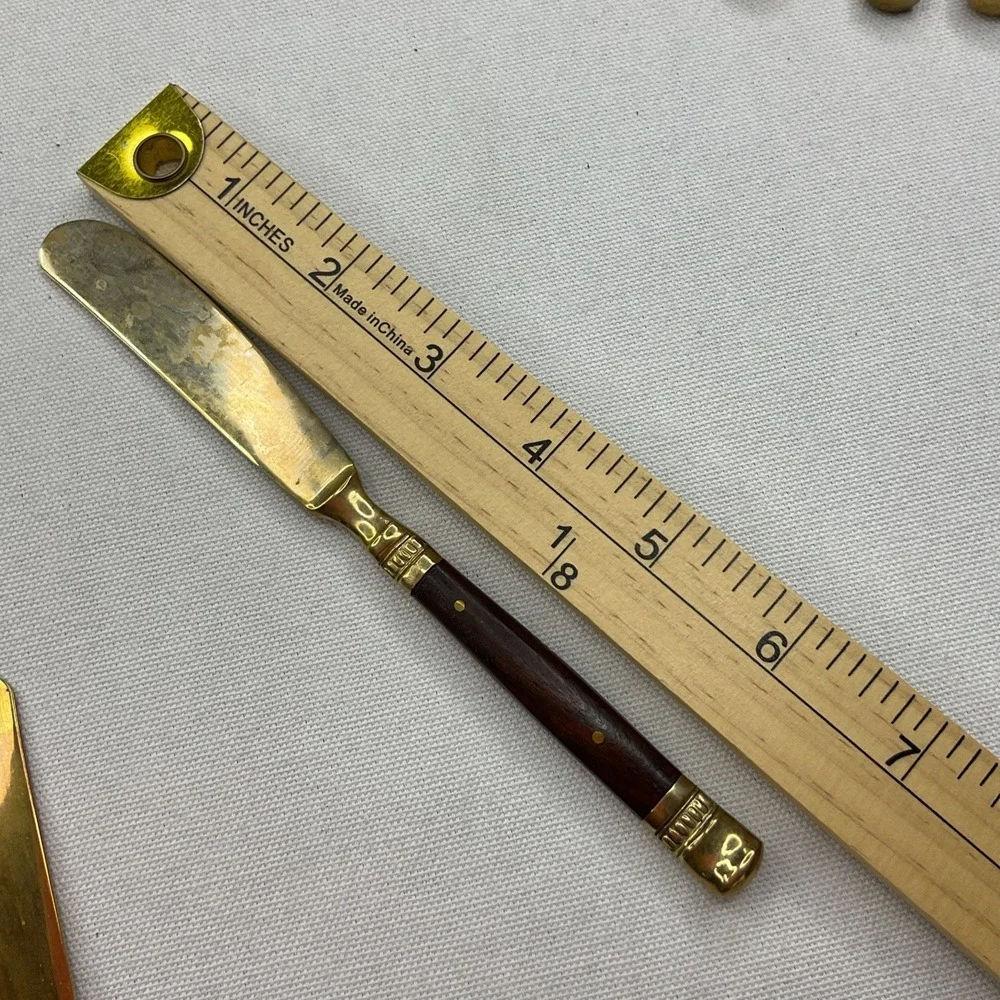 Pottery Barn bronze rosewood Knives Butter Spreader flatware Set Of 4 Vintage